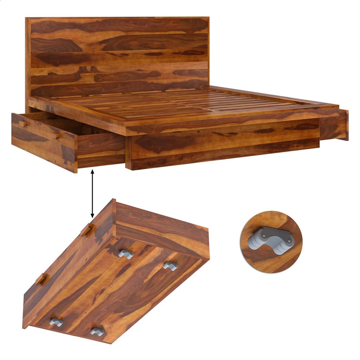 aura solid wood platform bed in natural finish