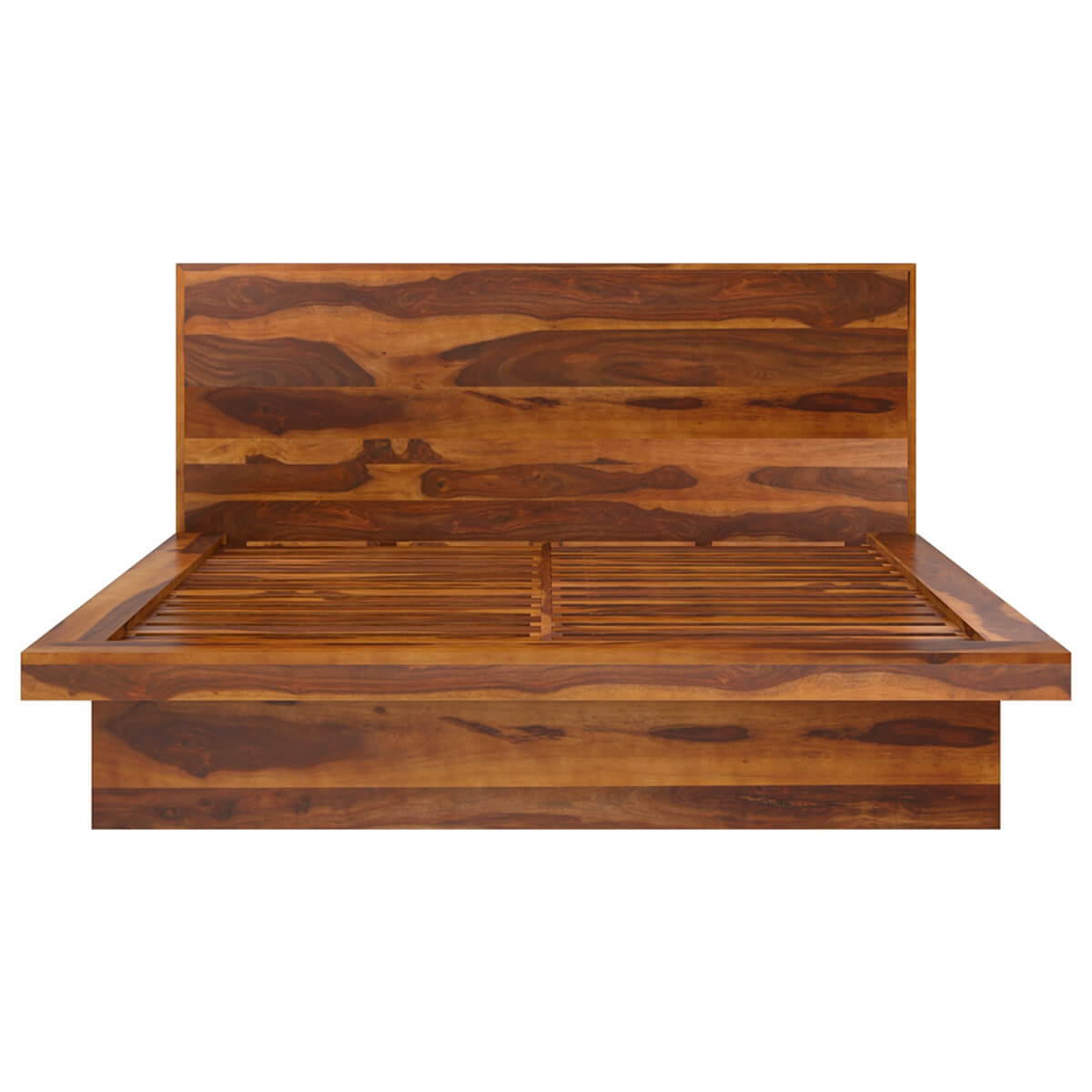 aura solid wood platform bed in natural finish