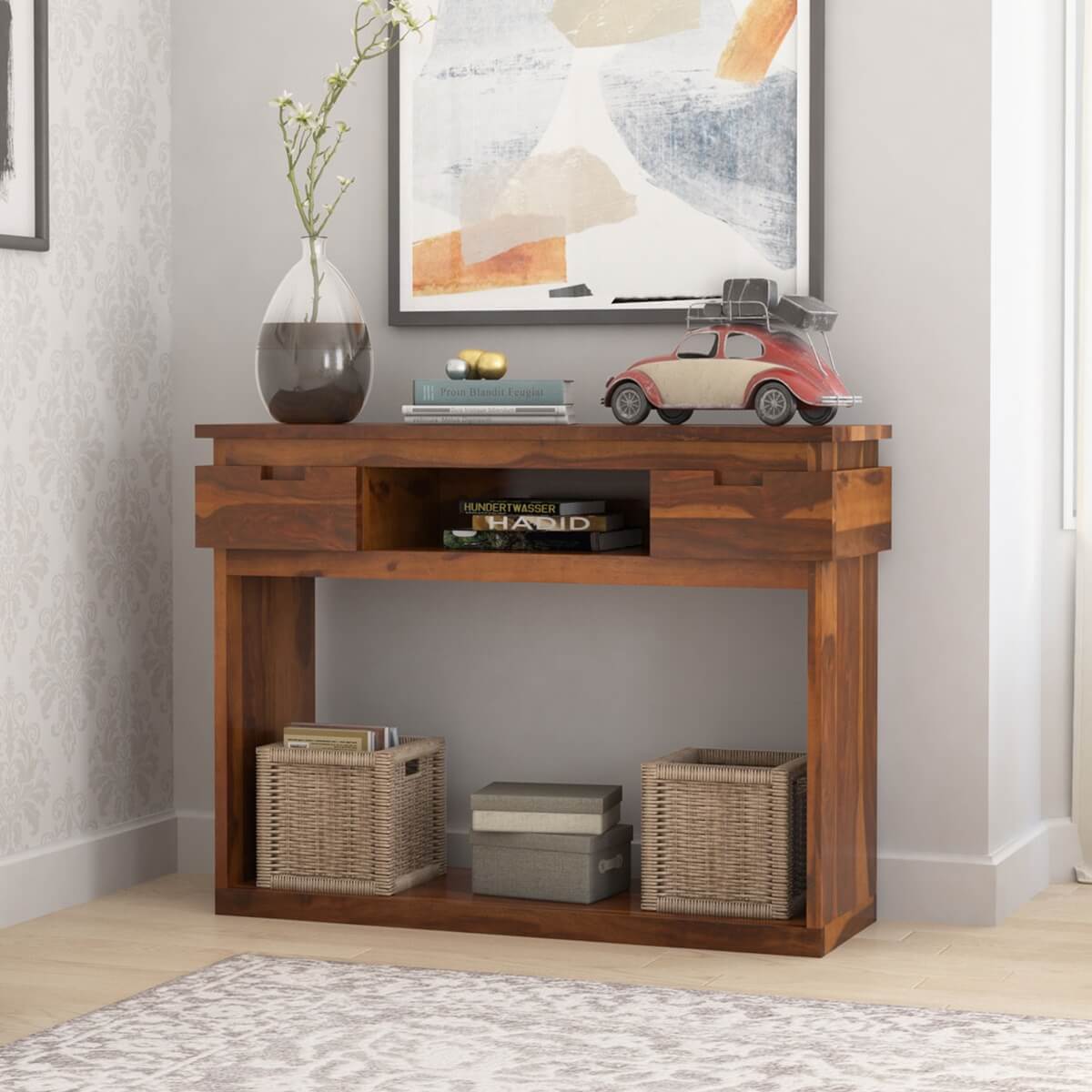 roney solid wood console table