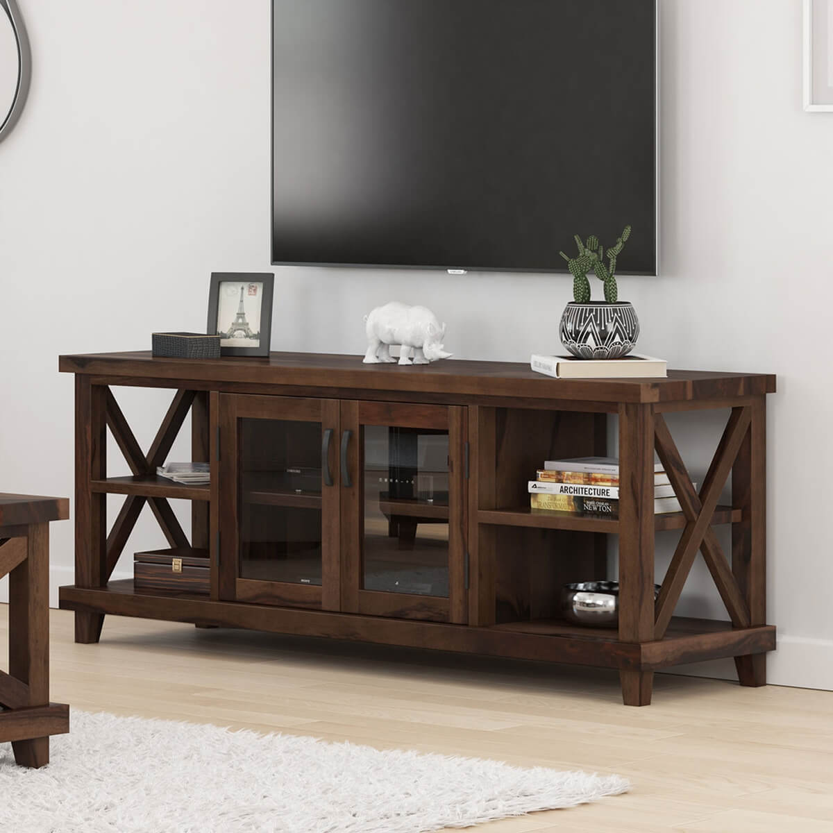 cross solid wood tv unit