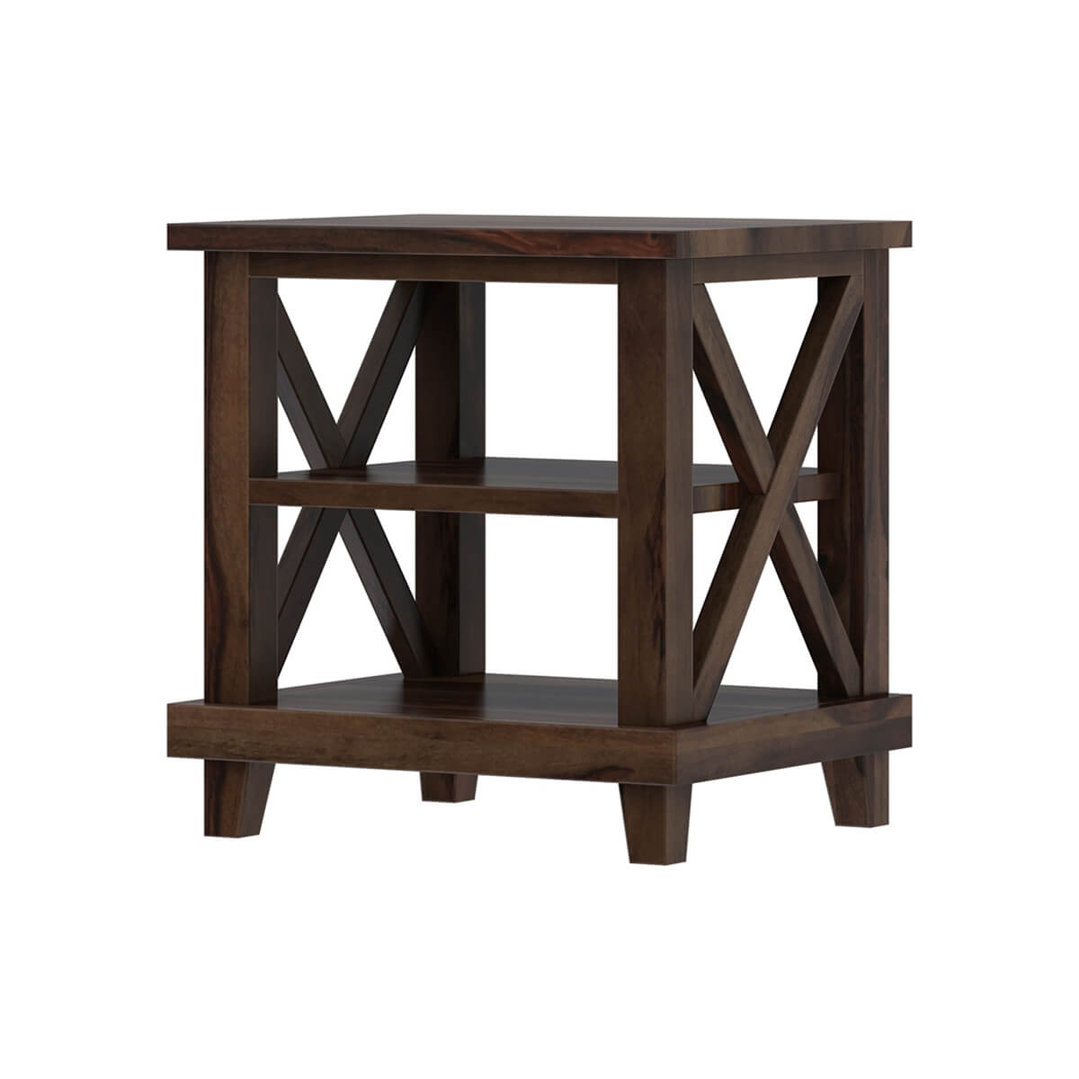cross solid wood end table