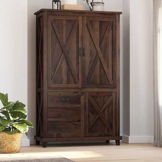 cross solid wood wardrobe in walnut finish