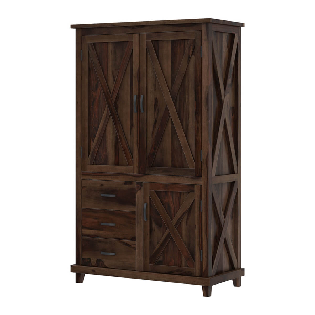 cross solid wood wardrobe in walnut finish