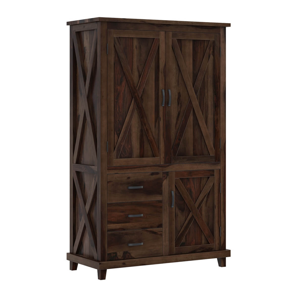 cross solid wood wardrobe in walnut finish