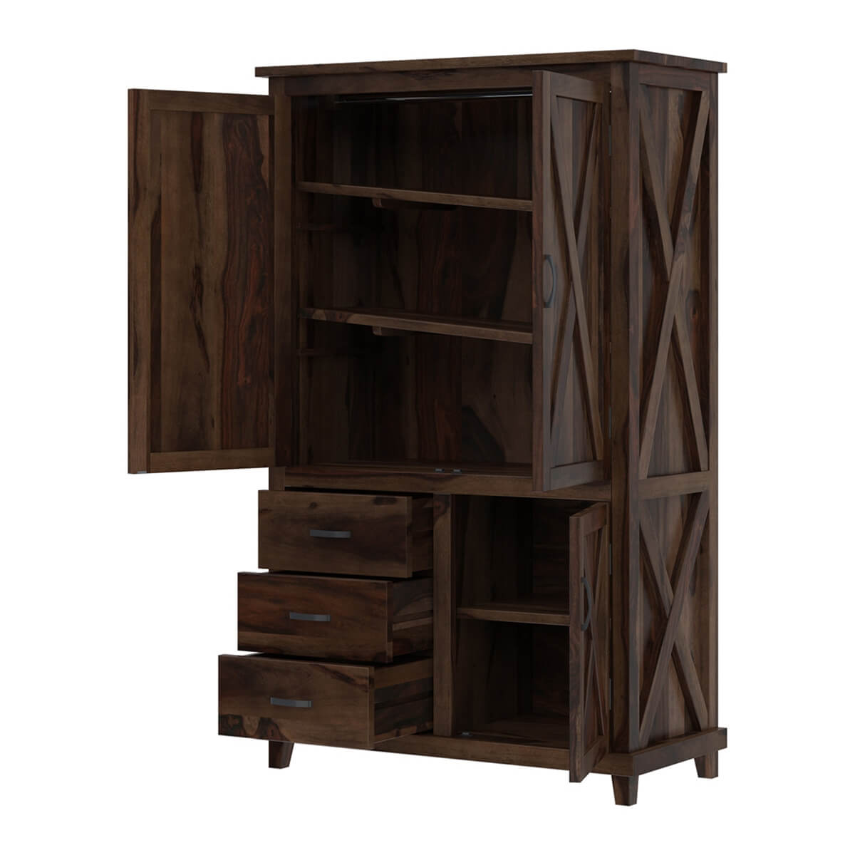 cross solid wood wardrobe in walnut finish