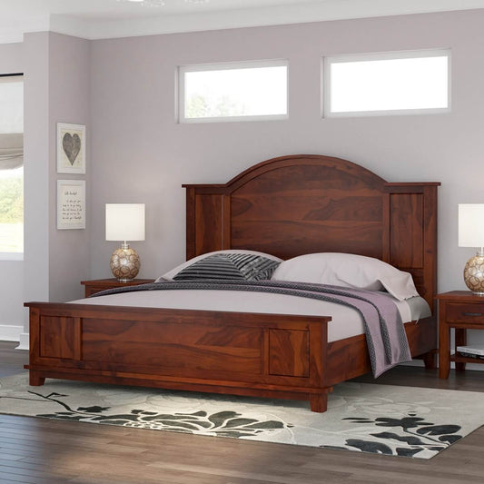 Rishiya solid wood king size bed in Rosewood finish