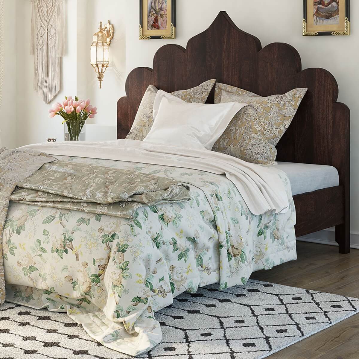 athena solid wood bed in espresso finish