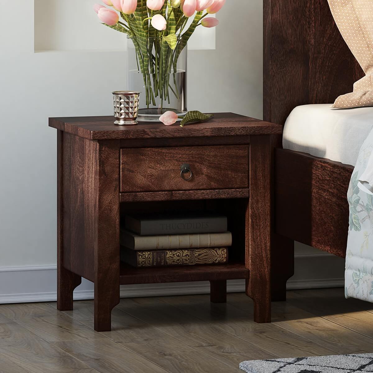 athena solid wood bedside/nightstand table