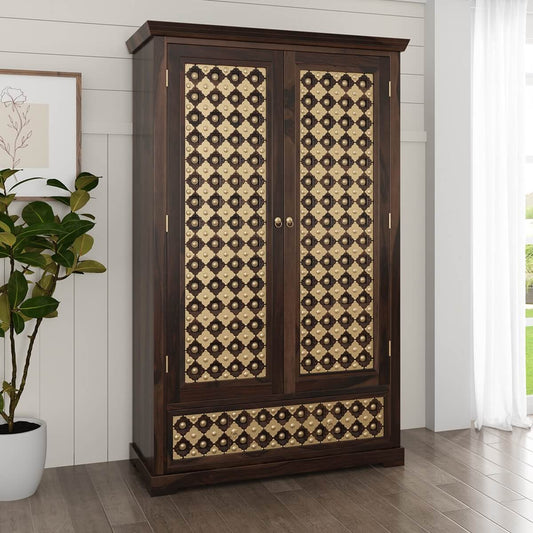 Niksa royale solid wood wardrobe in walnut finish