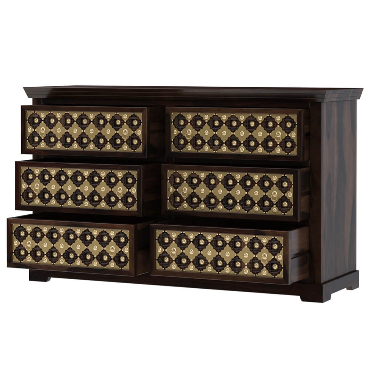 niksa royale solid wood brass inlay dresser