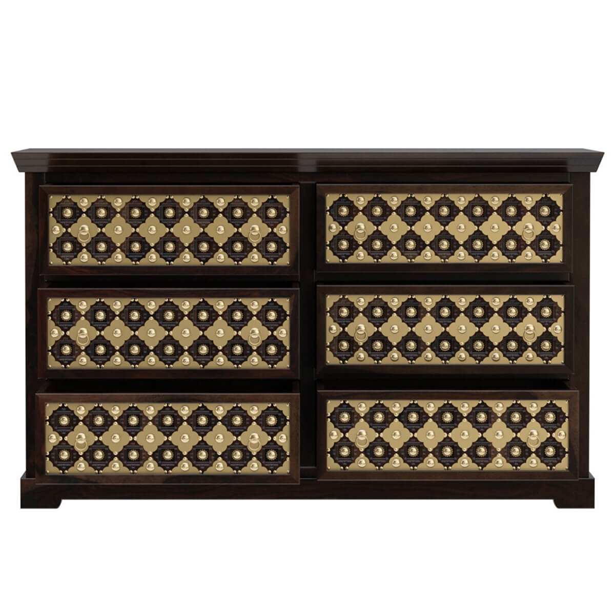 niksa royale solid wood brass inlay dresser