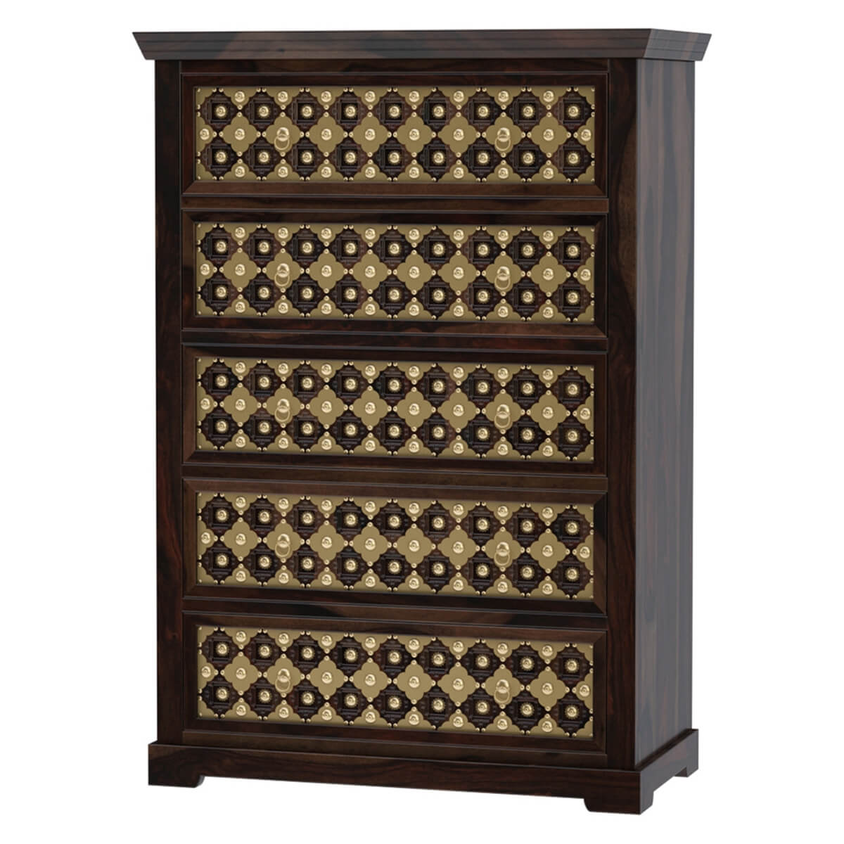 niksa royale solid wood brass inlay chest of drawers