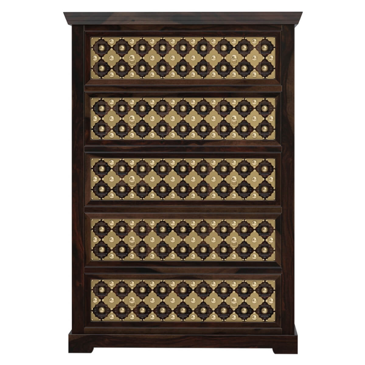 niksa royale solid wood brass inlay chest of drawers