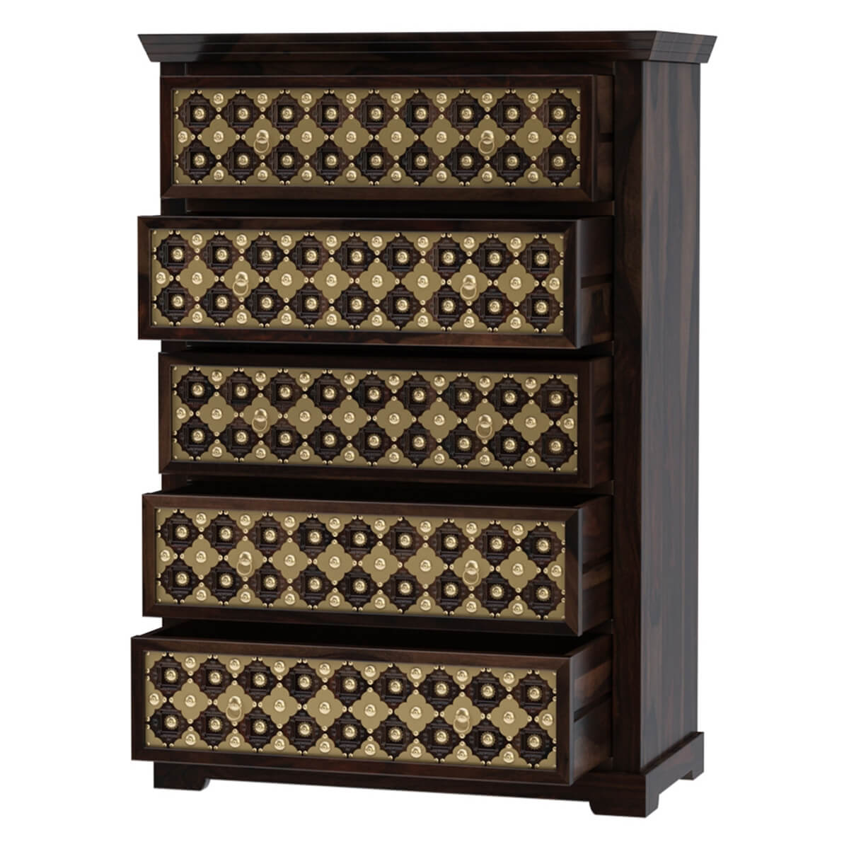 niksa royale solid wood brass inlay chest of drawers