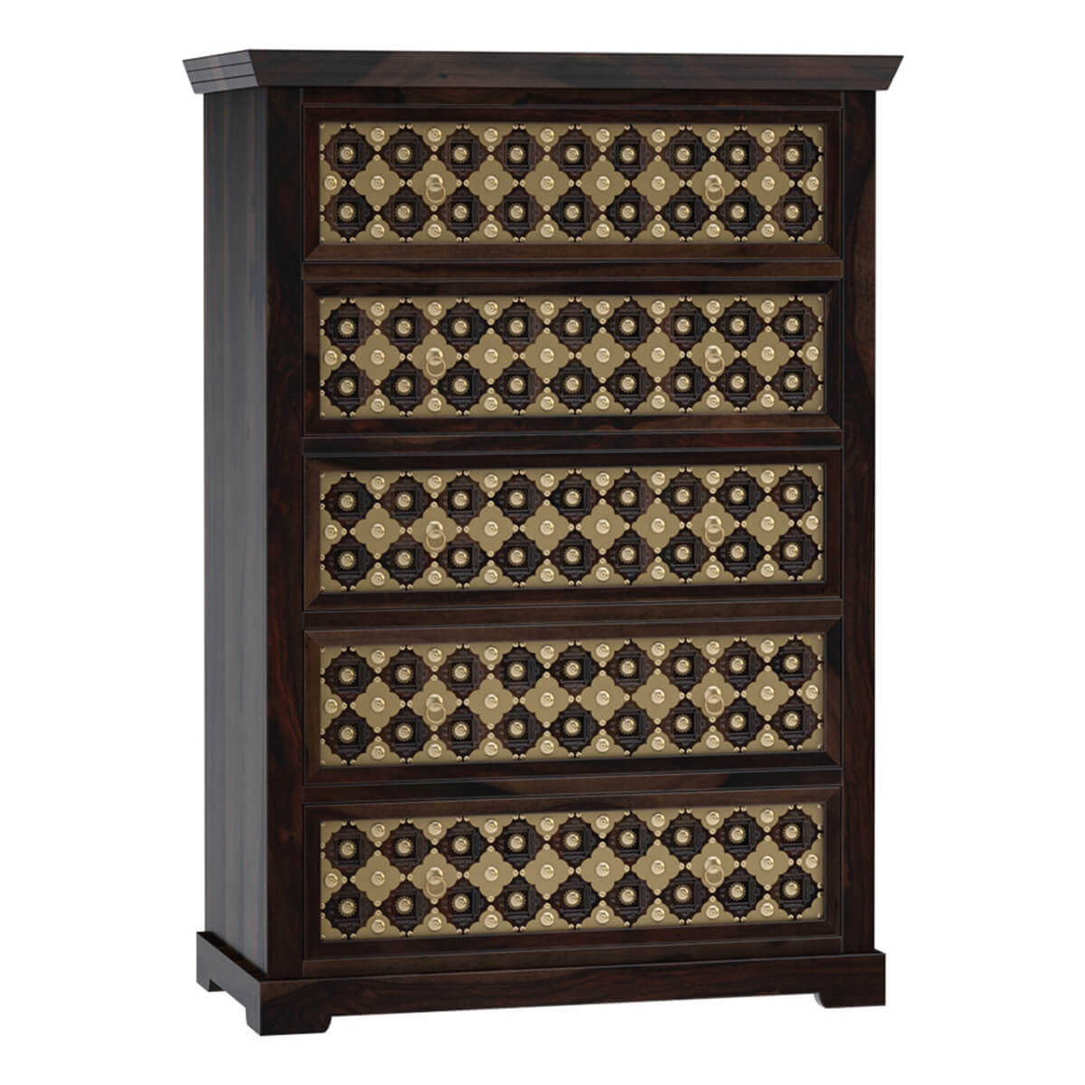 niksa royale solid wood brass inlay chest of drawers