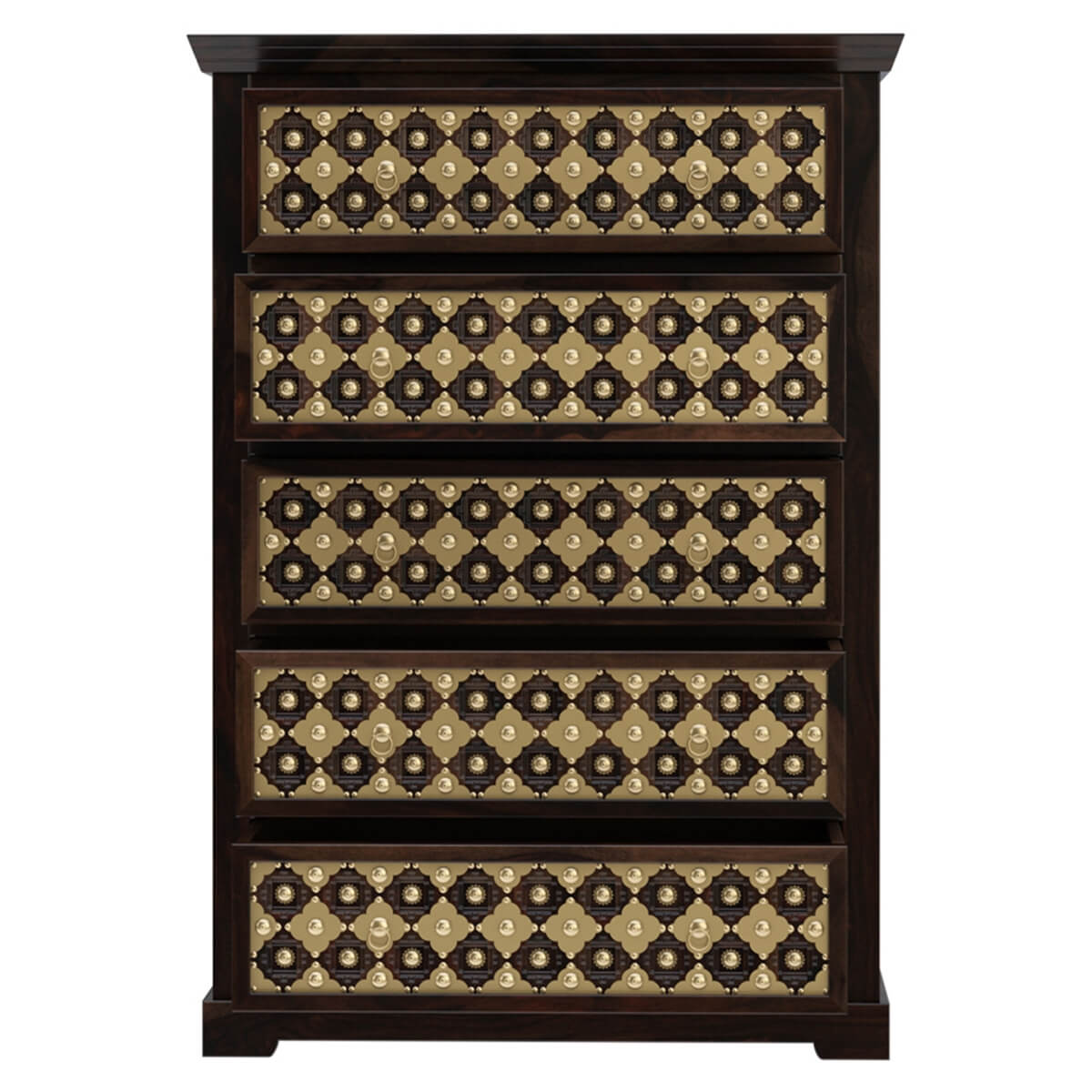 niksa royale solid wood brass inlay chest of drawers