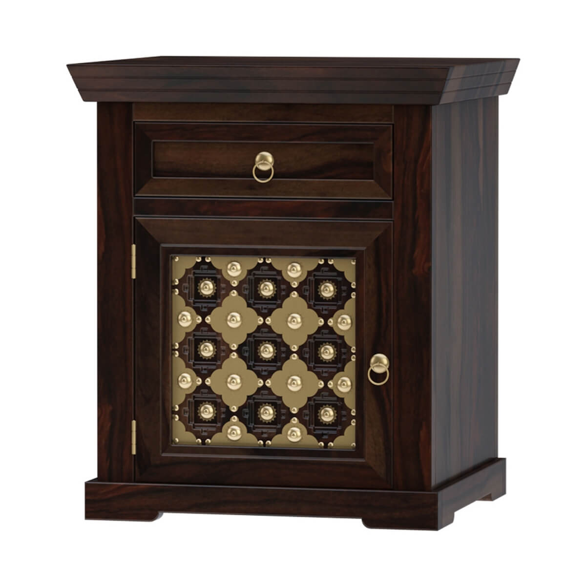 niksa royale solid wood brass inlay bedside table