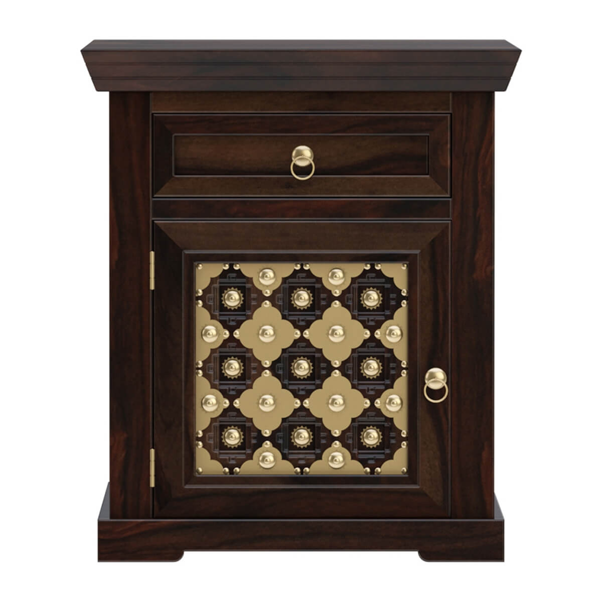 niksa royale solid wood brass inlay bedside table