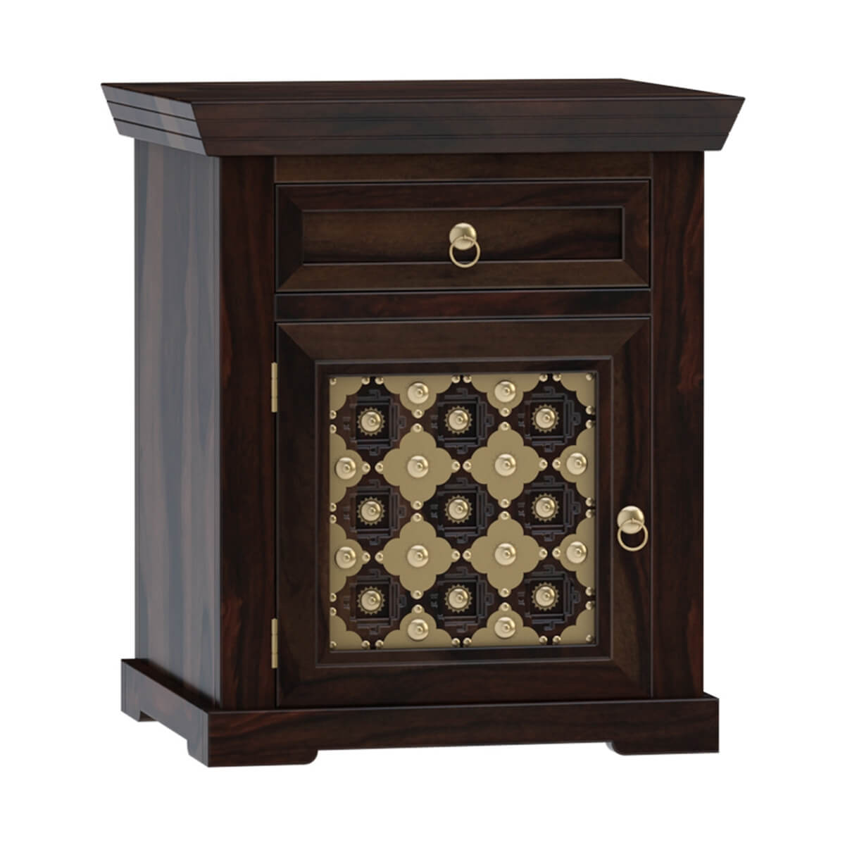 niksa royale solid wood brass inlay bedside table