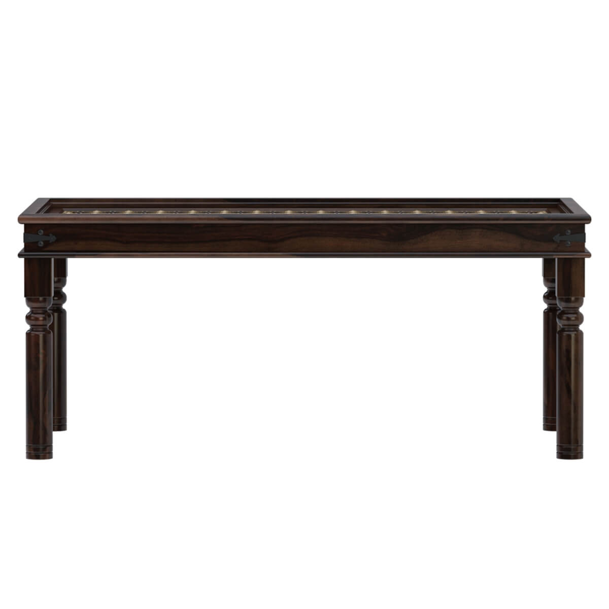 Niksa Royale Solid Wood Brass Inlay Dining Table Set With 6 Chair In Walnut Finish