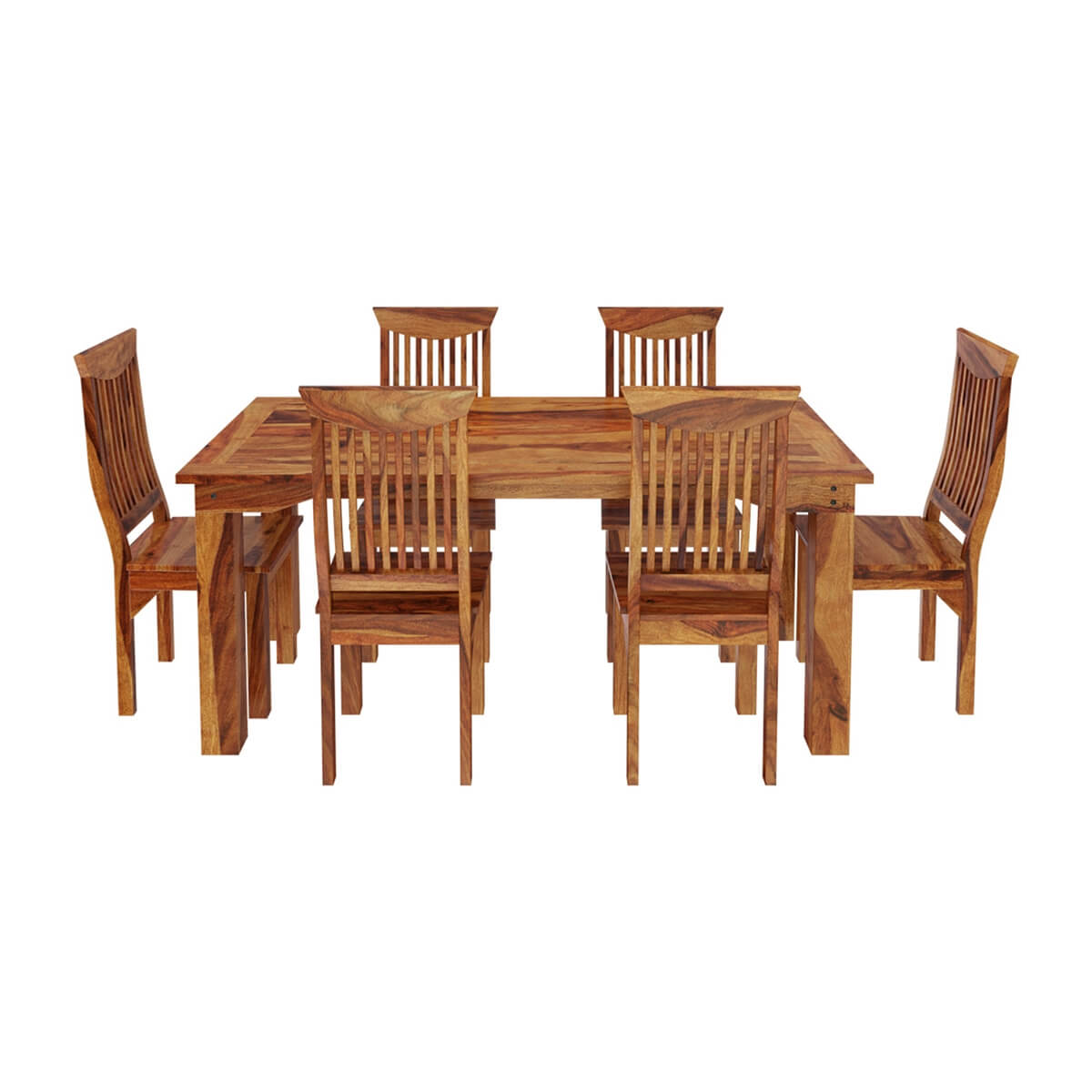 Stanford Solid Wood Dining Table Set With 6 Chairs In Natural Finish