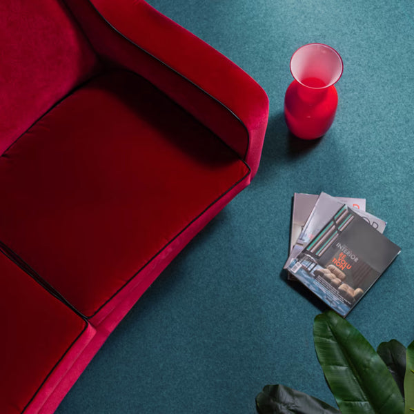 crown sofa in deep red