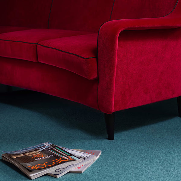 crown sofa in deep red
