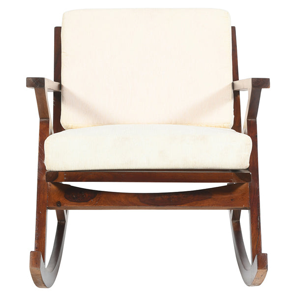 rocko chair in wood and white fabric