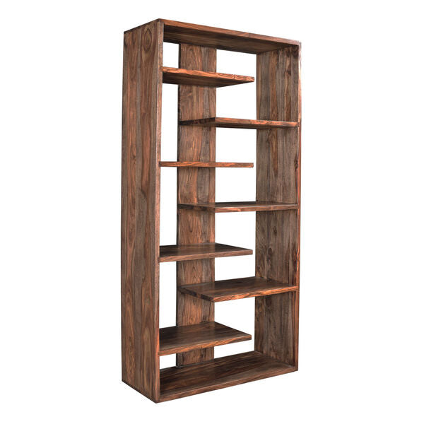 robert solid wood book shelve in brown stone finish