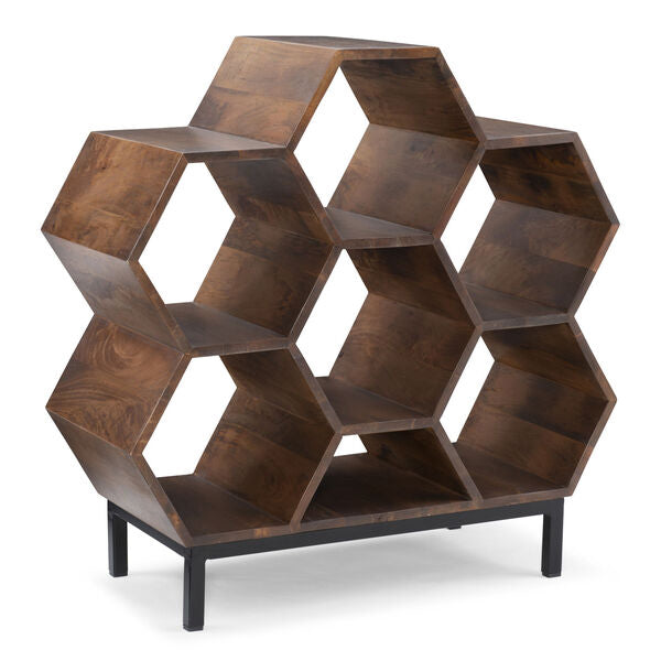 okia solid wood book shelve in brown finish
