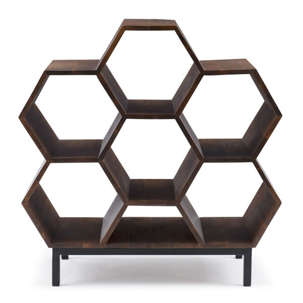 okia solid wood book shelve in brown finish
