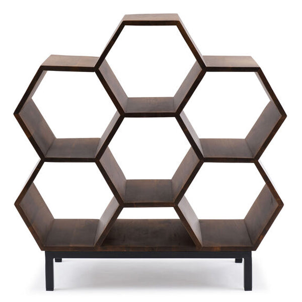 okia solid wood book shelve in brown finish