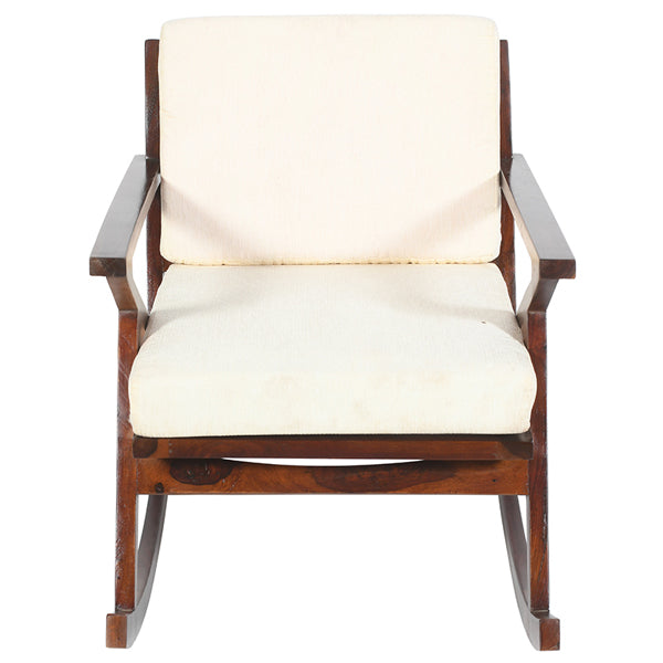 rocko chair in wood and white fabric