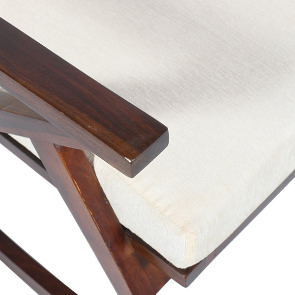 rocko chair in wood and white fabric