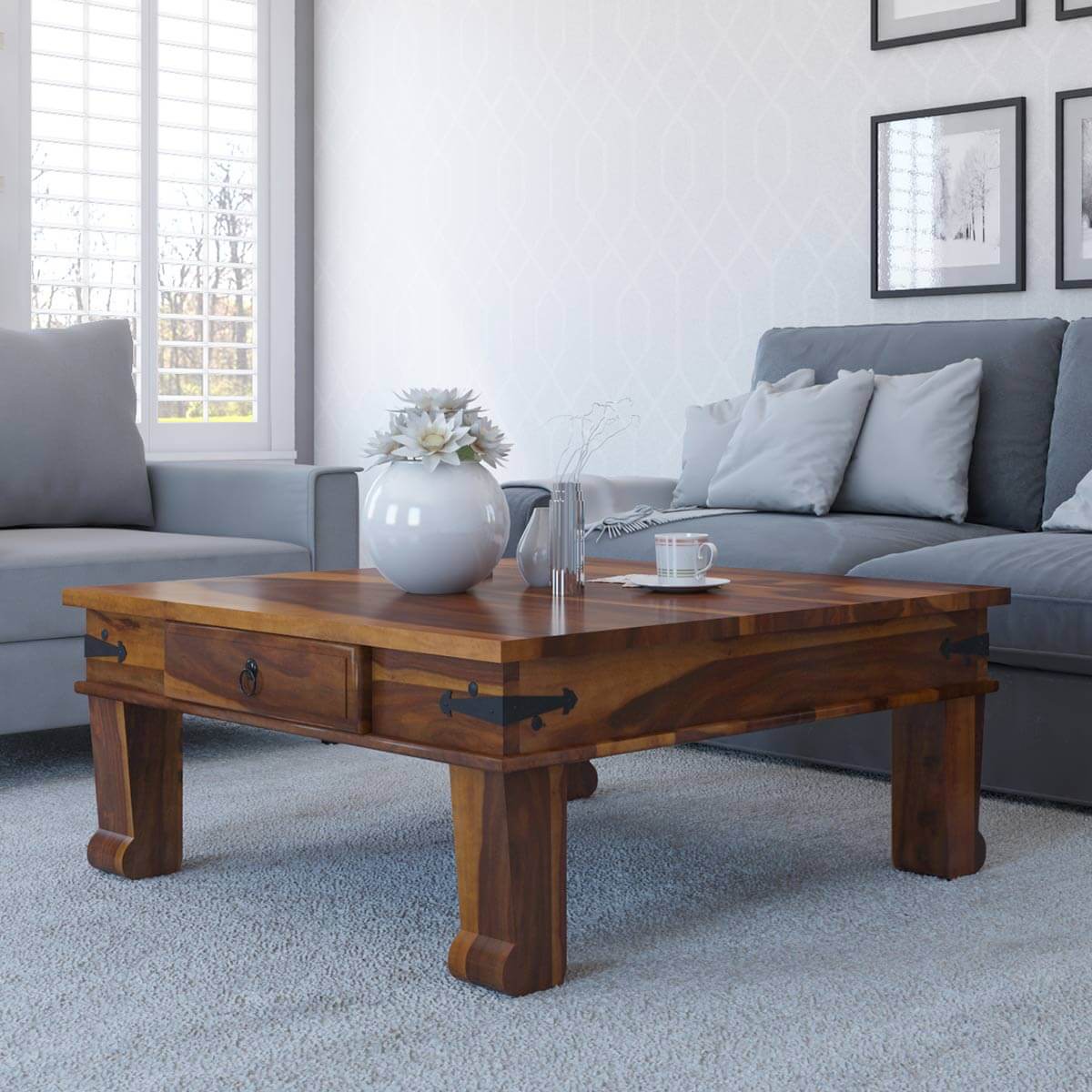alan solid wood coffee table