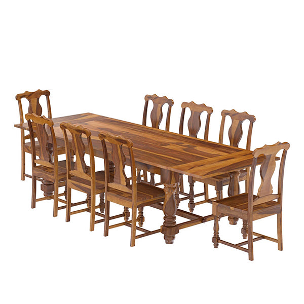 Farmhouse Solid Wood Extandable Dining Table Set In Natural Finish