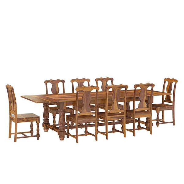 Farmhouse Solid Wood Extandable Dining Table Set In Natural Finish