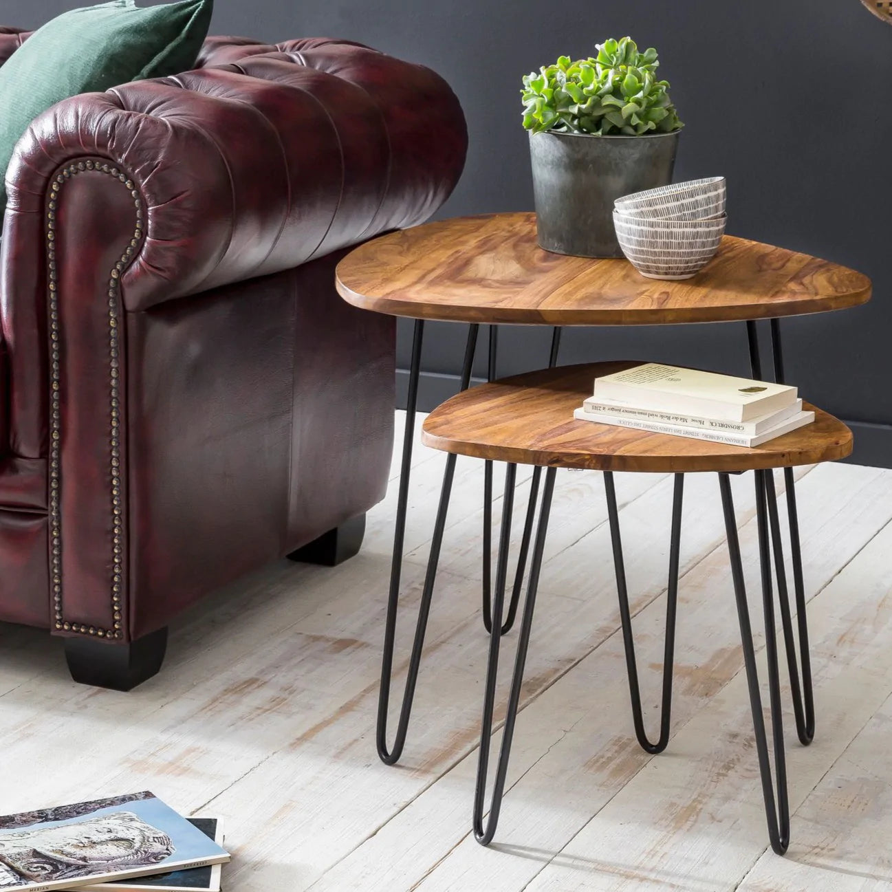 dado solid wood and metal nest of tables