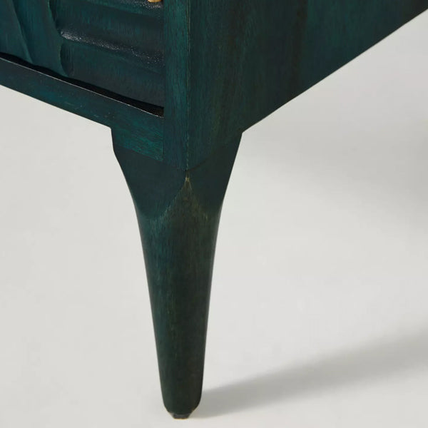 Hastkala solid wood carved chest of drawer in indigo finish