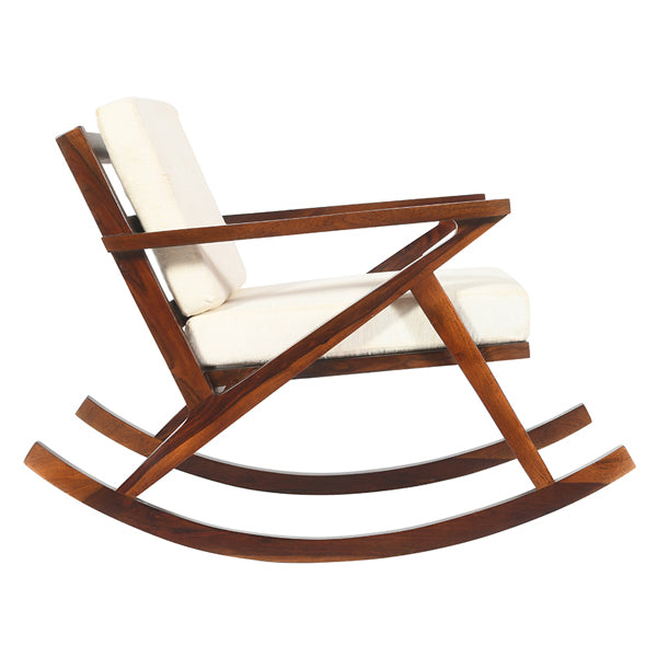 rocko chair in wood and white fabric