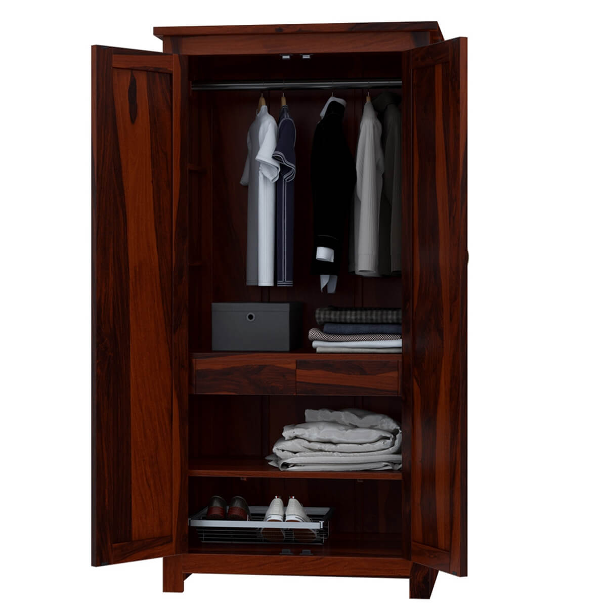 cube solid wood wardrobe in rosewood finish
