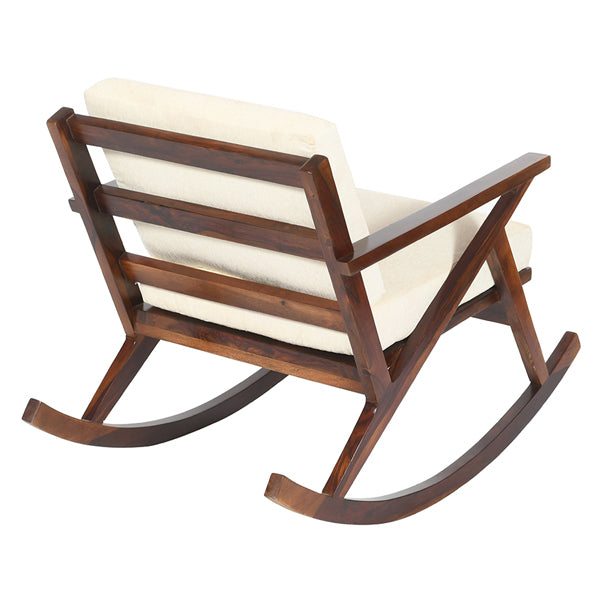 rocko chair in wood and white fabric