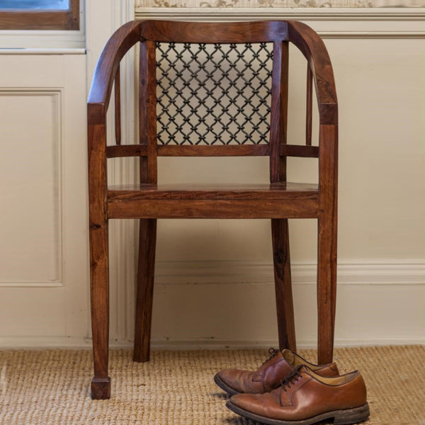 jali solid wood office chair in natural finish