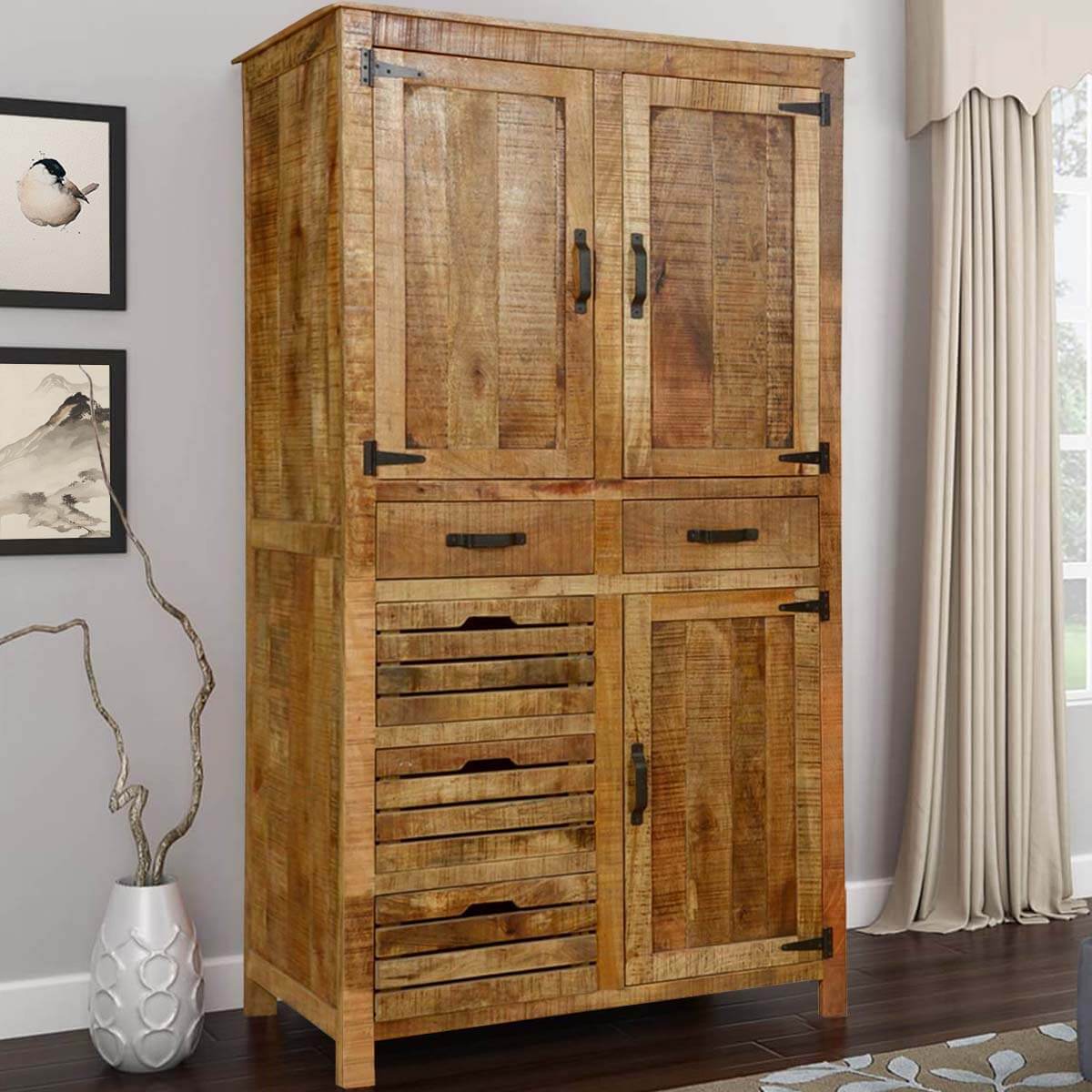 avon solid wood wardrobe in rustic finish