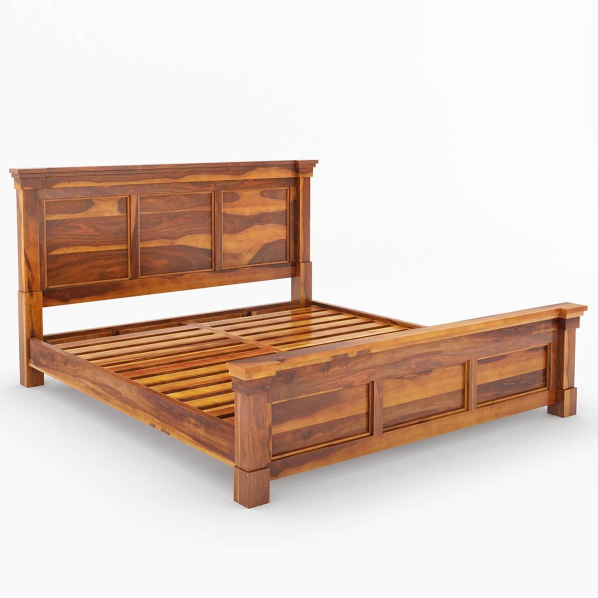 Damakas solid wood bed in natural finish