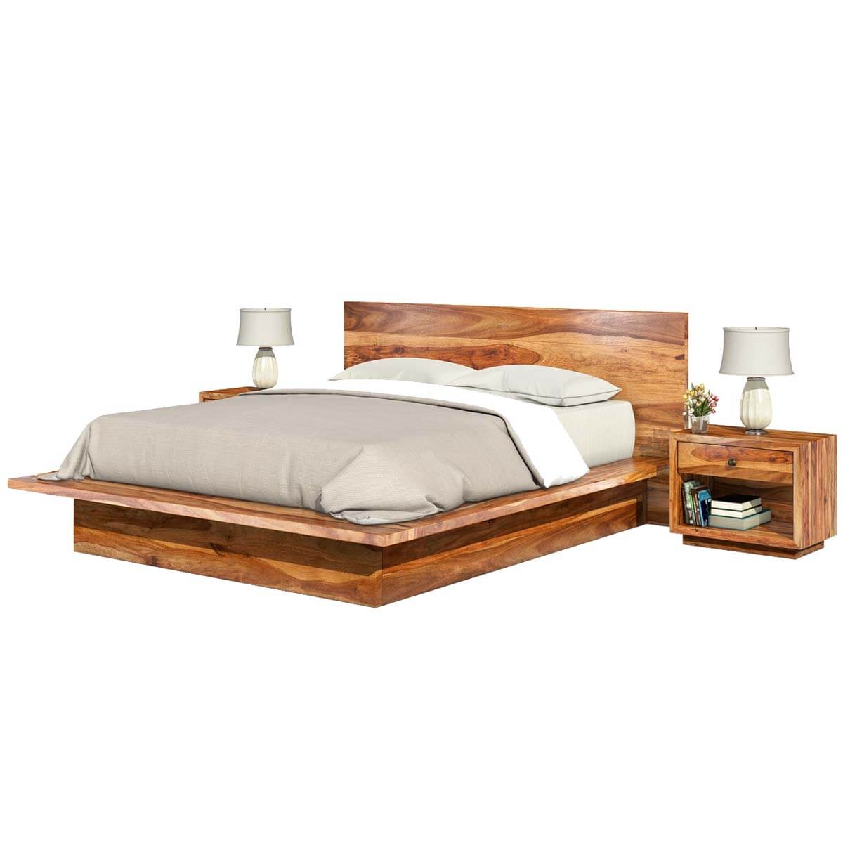 Matrix solid wood platform bed in natural finish