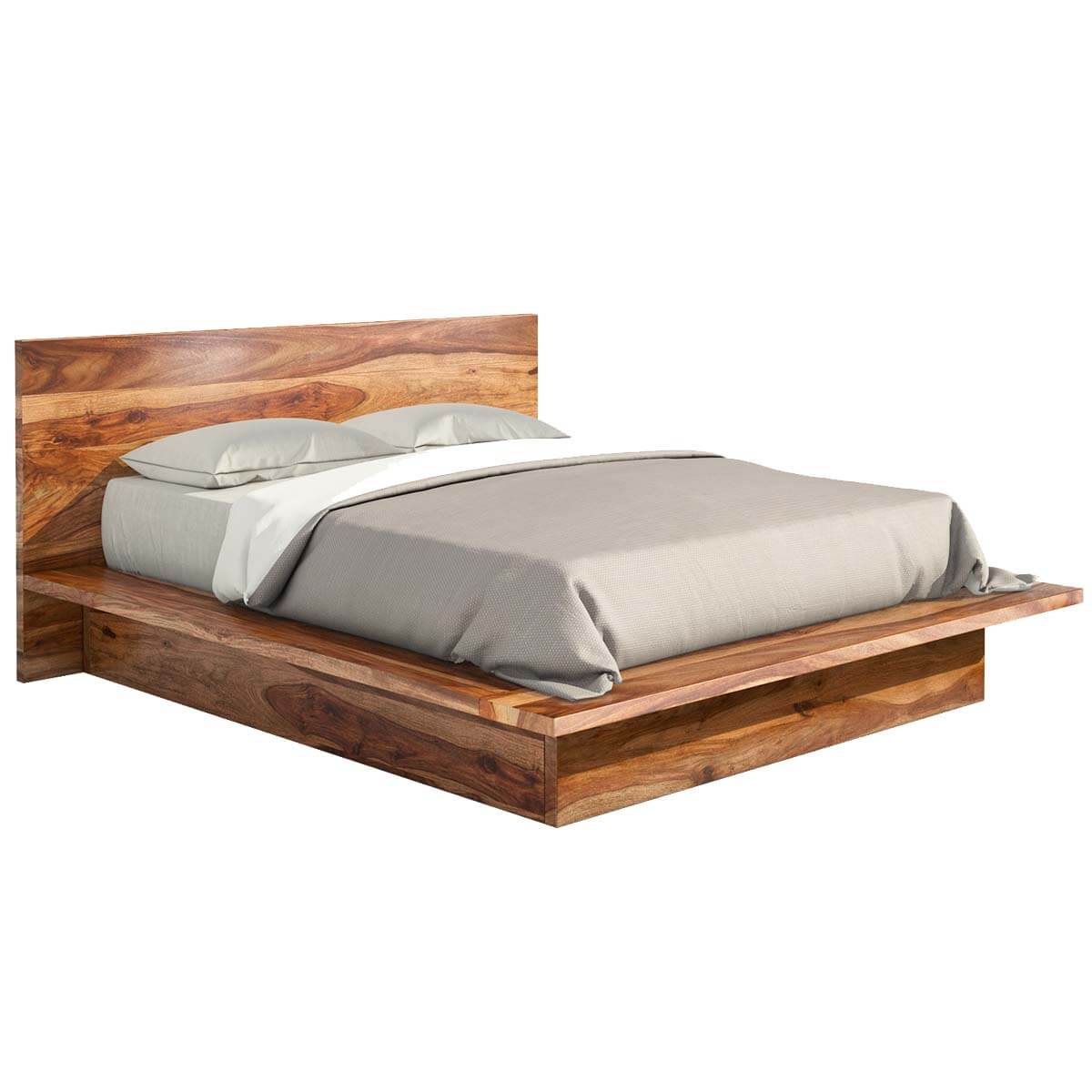 Matrix solid wood platform bed in natural finish