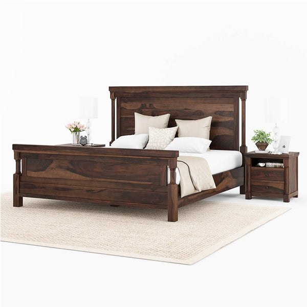 Bangalore solid wood bed in walnut finish