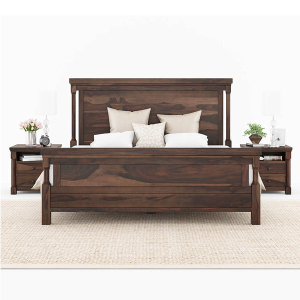 Bangalore solid wood bed in walnut finish
