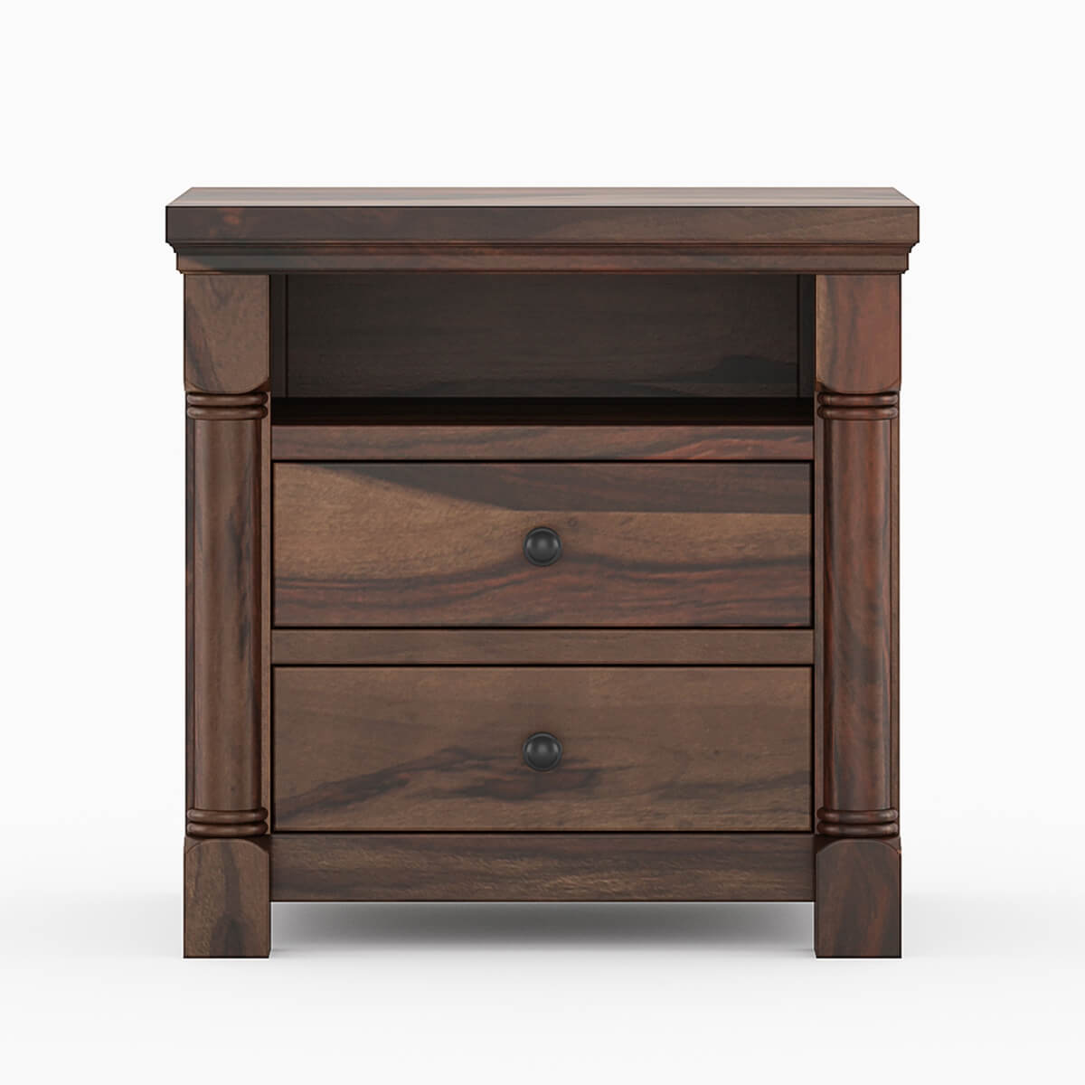 Bangalore solid wood bedside table in walnut finish